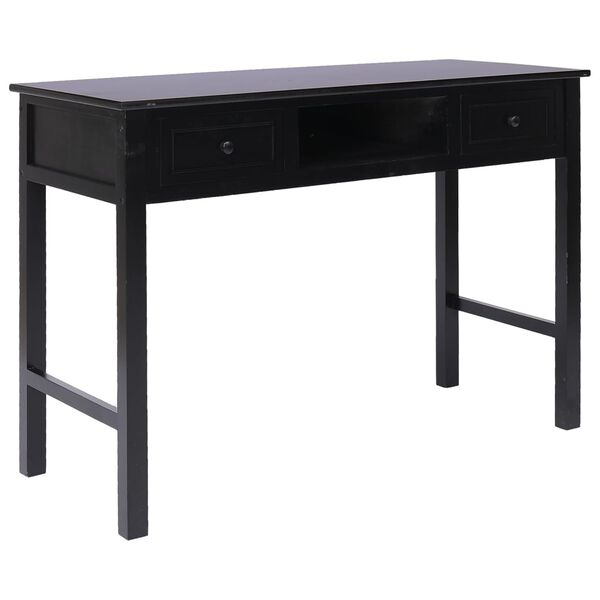 vidaXL Γραφείο Μαύρο 108 x 45 x 76 εκ. από Μασίφ Ξύλο Παυλώνιας
