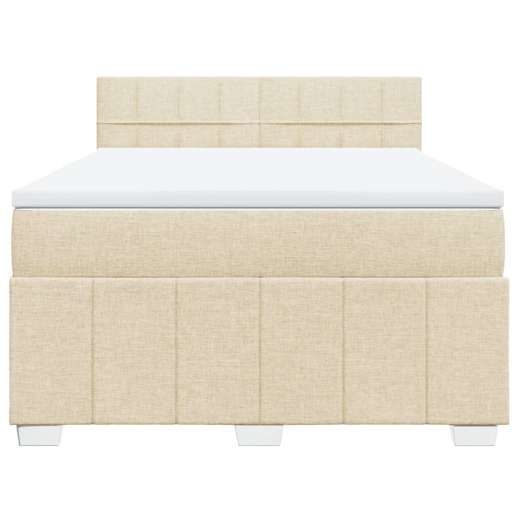 vidaXL Κρεβάτι Boxspring με Στρώμα Κρεμ 140x200 εκ. Υφασμάτινο