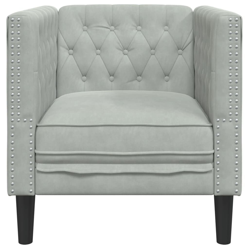 vidaXL Πολυθρόνα Chesterfield Ανοιχτό Γκρι Βελούδινη