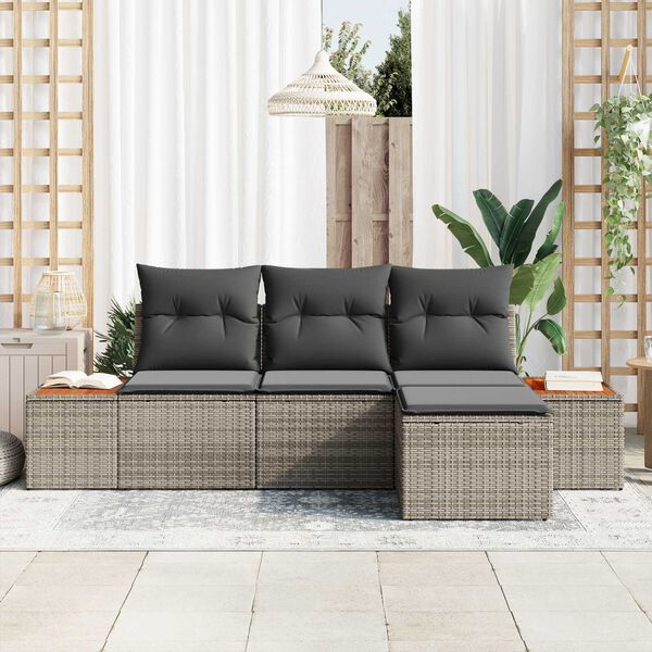 vidaXL με μαξιλάρι Ρυθμιζόμενος 4 pcs Γκρι 239 x 117 x 37 εκ