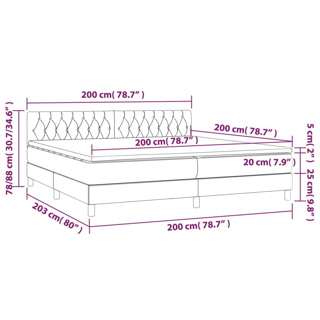vidaXL Κρεβάτι Boxspring με Στρώμα Ανοιχτό Γκρι 200x200 εκ. Υφασμάτινο