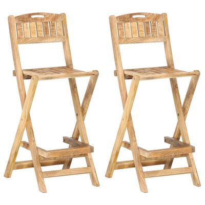 vidaXL Καρέκλες Μπαρ Πτυσσόμενες 2 τεμ. από Μασίφ Ξύλο Μάνγκο