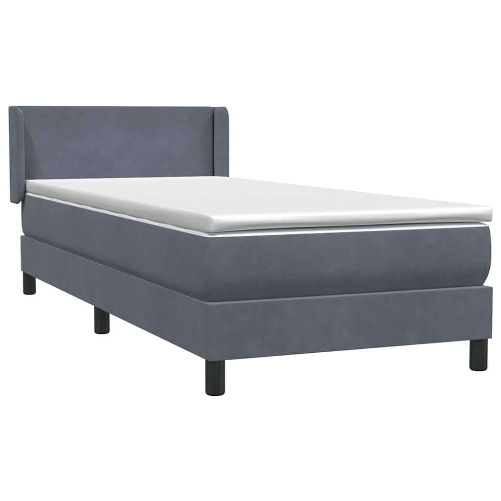 vidaXL Box Spring Κρεβάτι με στρώμα Σκούρο γκρι 100x220 εκ. Βελούδινο