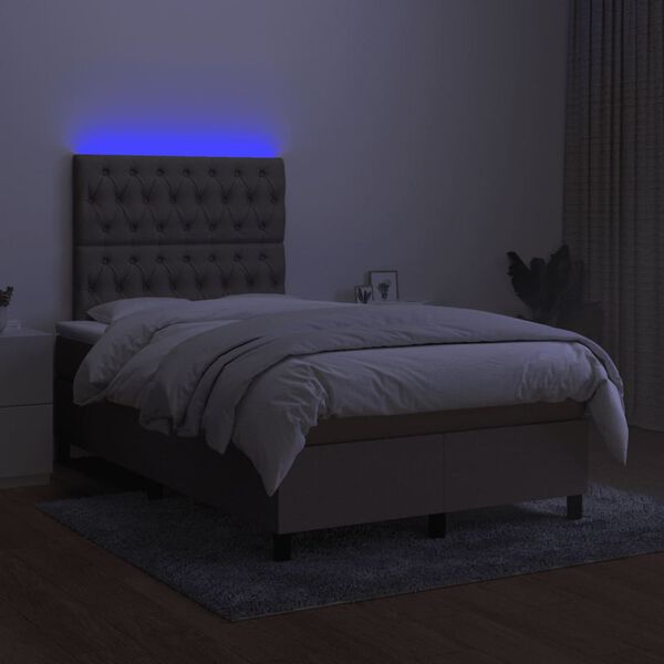 vidaXL &Kappa;&rho;&epsilon;&beta;ά&tau;&iota; Boxspring &mu;&epsilon; &Sigma;&tau;&rho;ώ&mu;&alpha; & LED Taupe 120x190 &epsilon;&kappa;. &Upsilon;&phi;&alpha;&sigma;&mu;ά&tau;&iota;&nu;&omicron;
