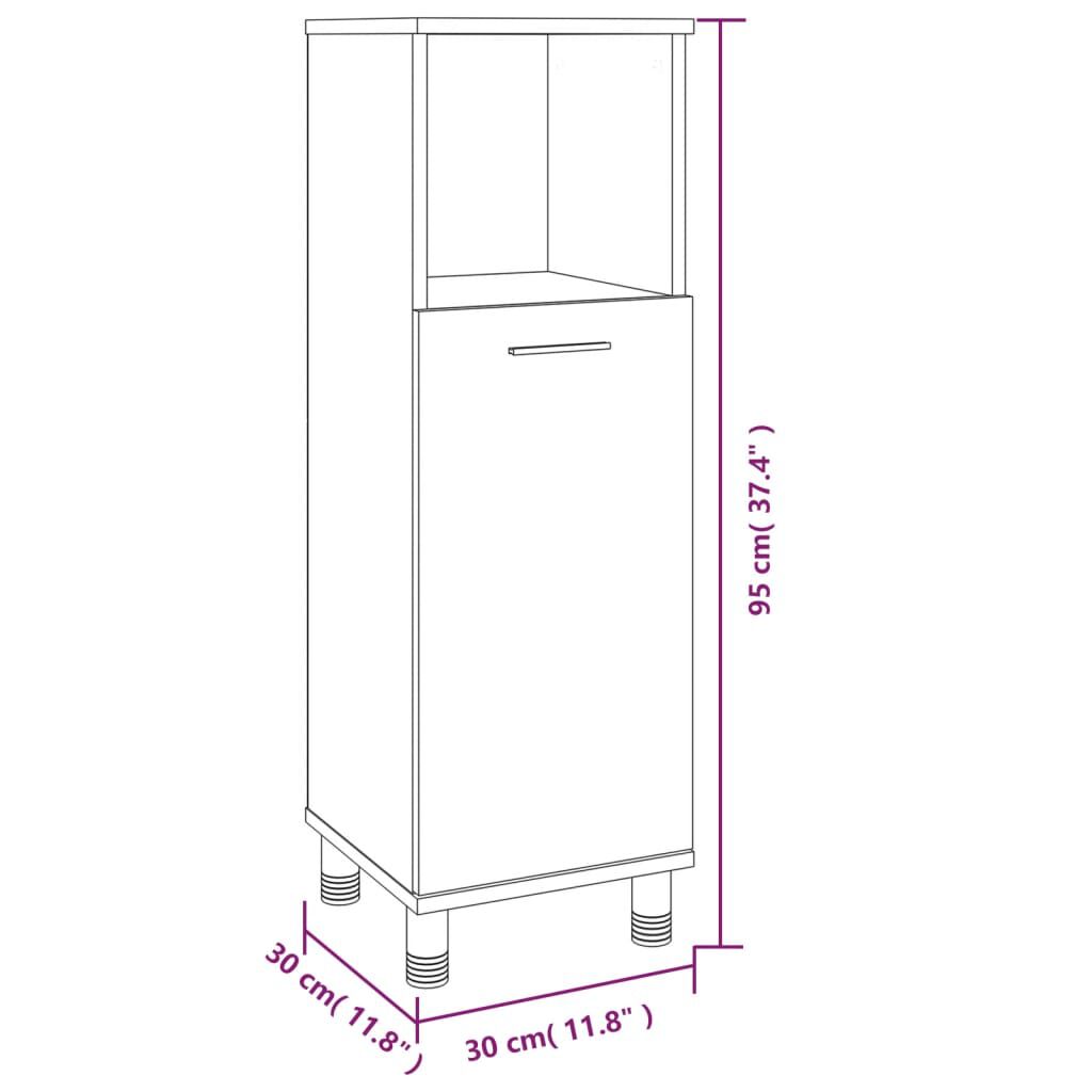 vidaXL Ντουλάπι Μπάνιου Καφέ Δρυς 30x30x95 εκ. Επεξεργασμένο Ξύλο