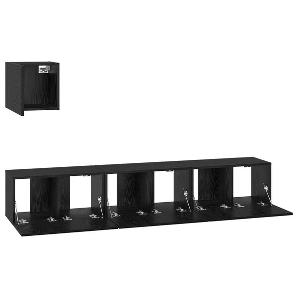 vidaXL Σετ TV Άλλο με αποθήκευση με πόρτα 4 pcs Μαύρη Δρυς 60 x 30 x 30 cm