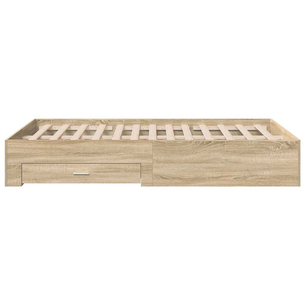 vidaXL Κρεβάτι με συρτάρια σε ανοιχτό δρυ 120x190 εκ. Επεξεργασμένο ξύλο