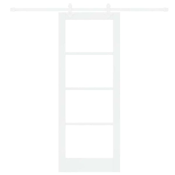 vidaXL Συρόμενη Πόρτα Λευκό 78 x 202 εκ. Μασίφ ξύλο πεύκου και γυαλί