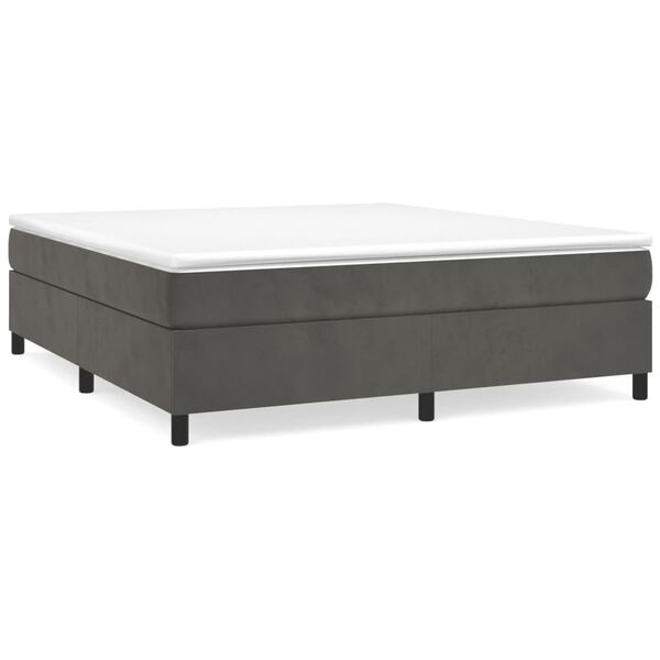 vidaXL Κρεβάτι Boxspring με Στρώμα Σκούρο Γκρι 200x200 εκ. Βελούδινο