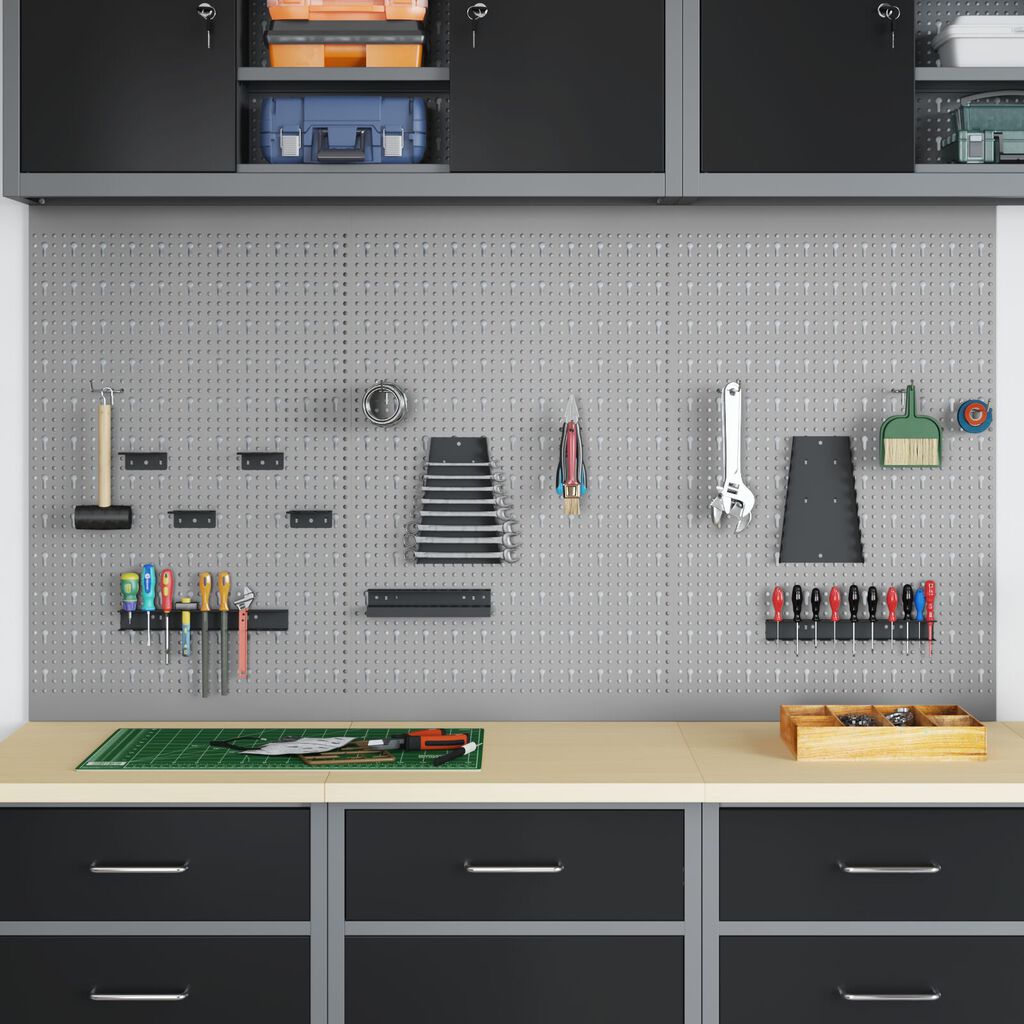 vidaXL Pegboards 3 τεμάχια με 15 αξεσουάρ Γκρι 50x80 εκ Ατσάλι