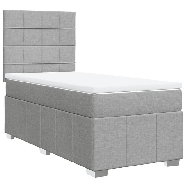 vidaXL Κρεβάτι Boxspring με Στρώμα Ανοιχτό Γκρι 80x200 εκ. Υφασμάτινο