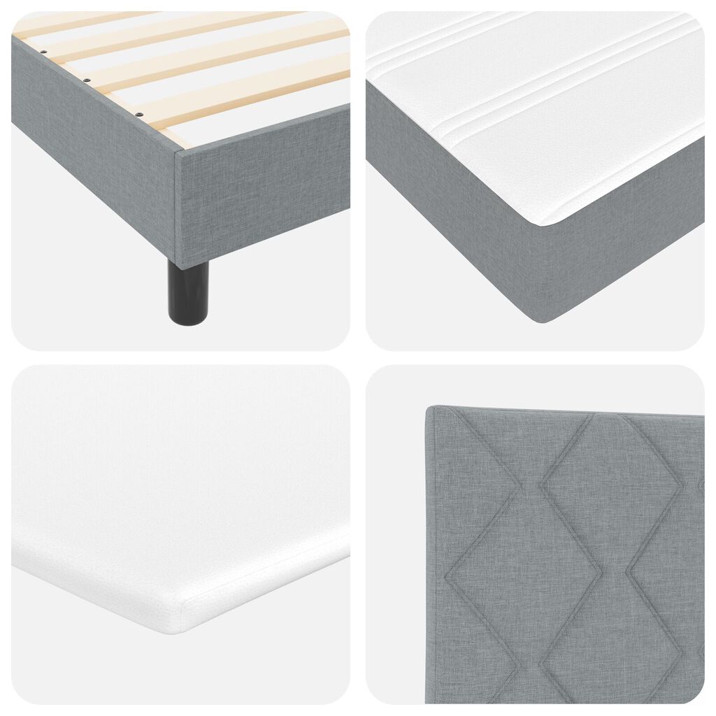 vidaXL Κρεβάτι Box Spring με Στρώμα & LED Ανοιχτό Γκρι 140x200 εκ Ύφασμα