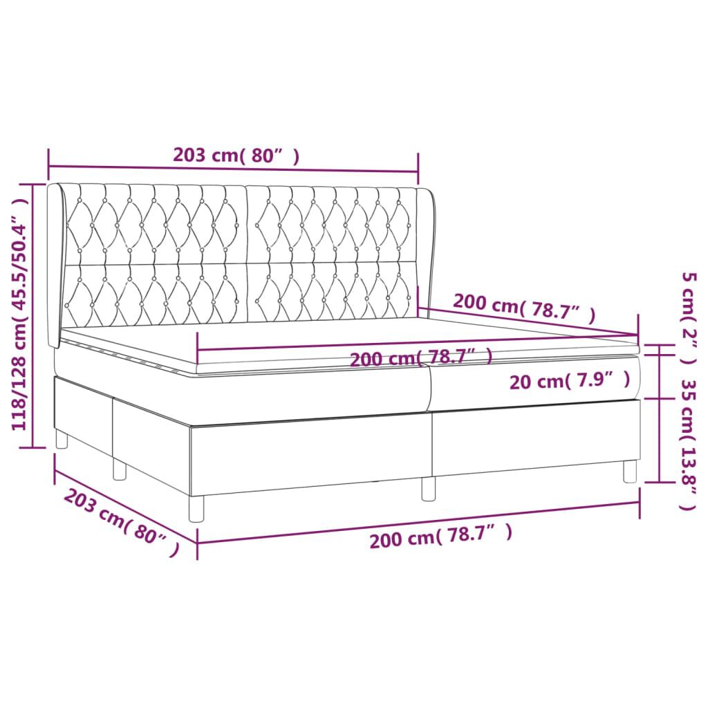 vidaXL Κρεβάτι Boxspring με Στρώμα Σκούρο Μπλε 200x200 εκ. Βελούδινο