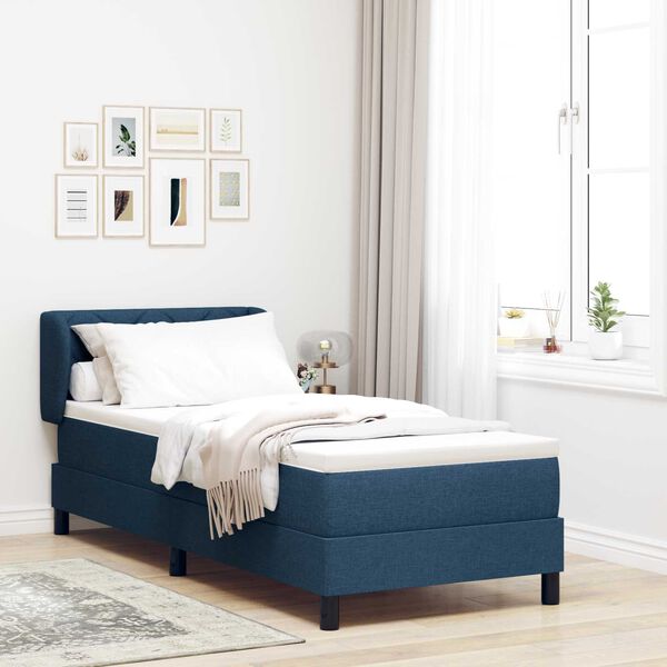 vidaXL Κρεβάτι box spring με στρώμα με στρώμα Μπλε 80 x 200 cm ύφασμα