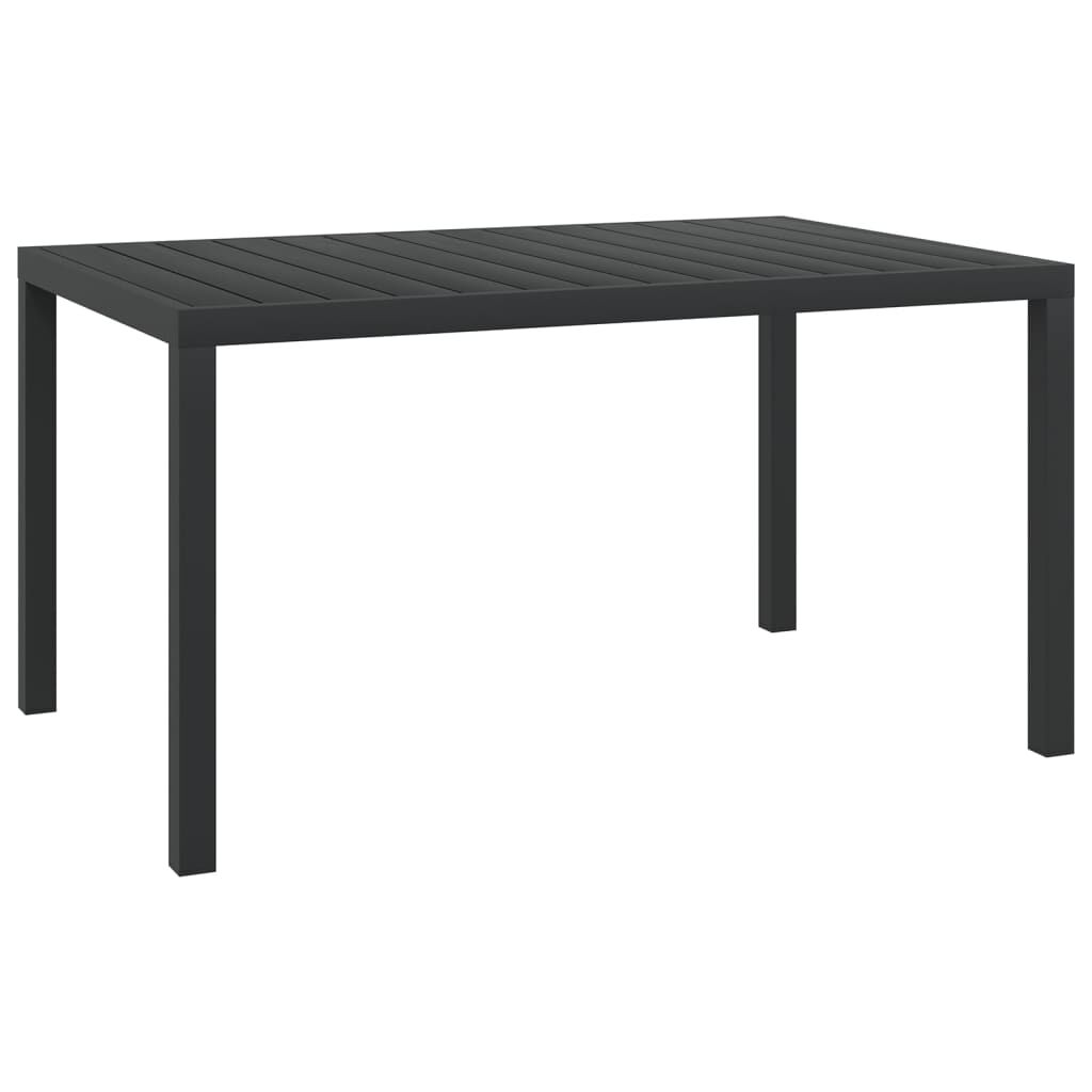 vidaXL Τραπέζι Κήπου Μαύρο 150 x 90 x 74 εκ. από Αλουμίνιο / WPC