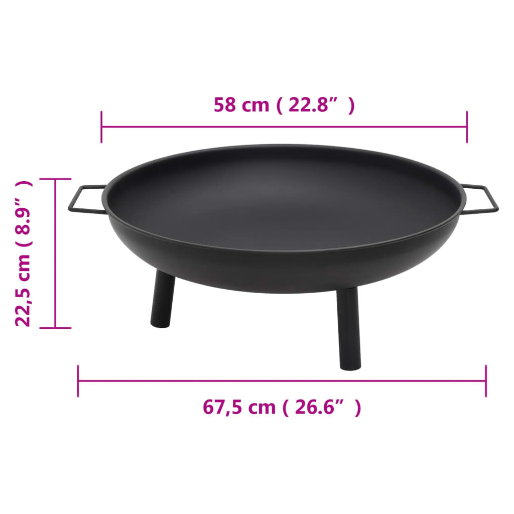 vidaXL Τζάκι Εξωτερικού Χώρου Μαύρο 67,5x58x22,5 εκ. Ατσάλινο