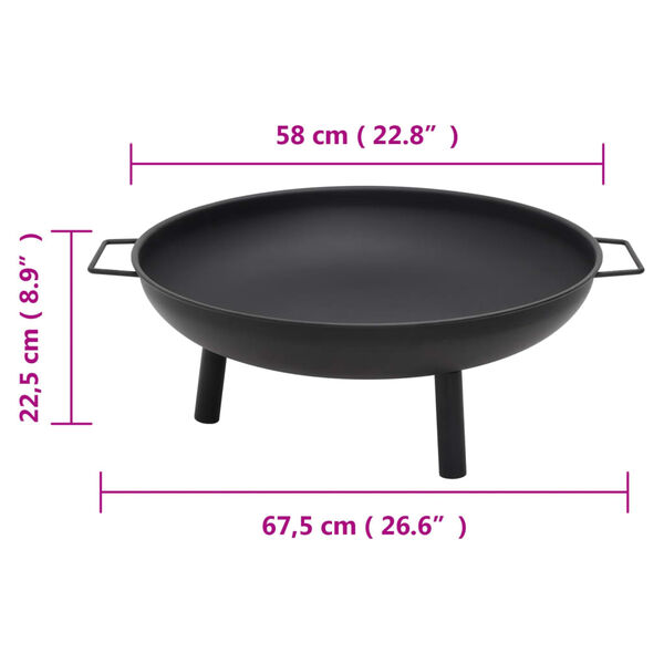 vidaXL Τζάκι Εξωτερικού Χώρου Μαύρο 67,5x58x22,5 εκ. Ατσάλινο
