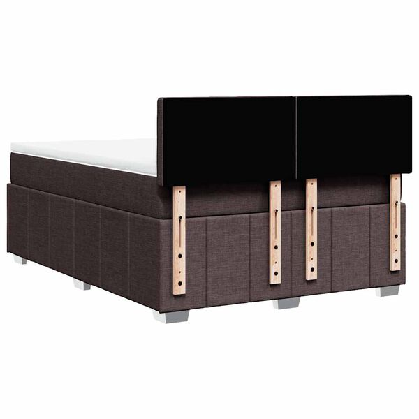 vidaXL Κρεβάτι Boxspring με Στρώμα Σκούρο Καφέ 140x190 εκ. Υφασμάτινο