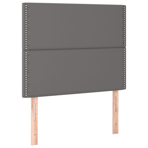 vidaXL Κρεβάτι Boxspring με Στρώμα Γκρι 80 x 200 εκ. Συνθετικό Δέρμα