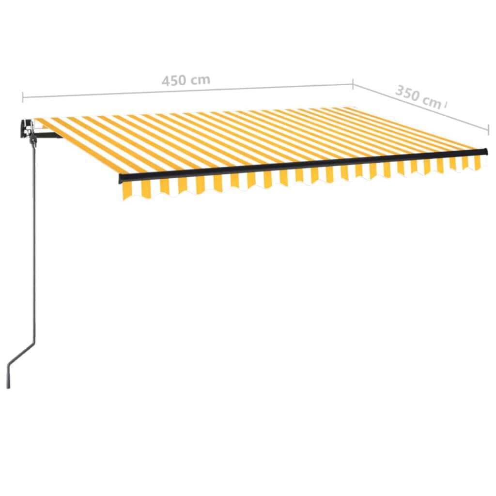 vidaXL Τέντα Συρόμενη Χειροκίνητη με LED Κίτρινο / Λευκό 450 x 350 εκ.