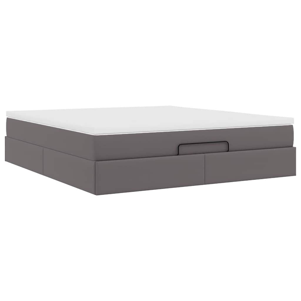 vidaXL Οθωμανικό κρεβάτι με στρώμα Γκρι 160x200cm Faux Leather