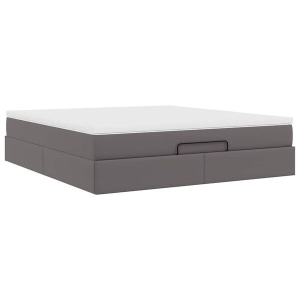 vidaXL Οθωμανικό κρεβάτι με στρώμα Γκρι 160x200cm Faux Leather