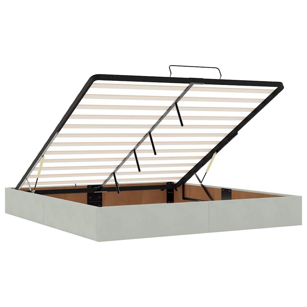 vidaXL Οθωμανικό κρεβάτι με στρώμα&LEDs Ανοιχτό γκρι 160x200cm Βελούδο