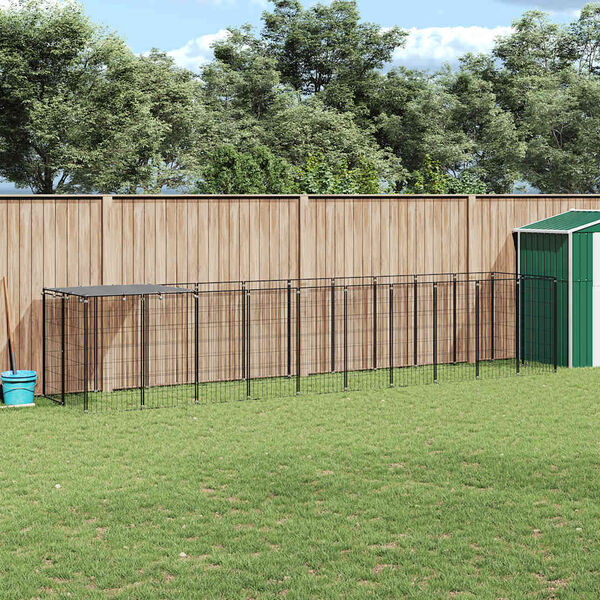 vidaXL Σπιτάκι Σκύλου Μαύρο 6,05 m² Ατσάλινο