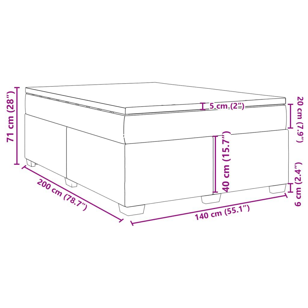 vidaXL Κρεβάτι Boxspring με Στρώμα Ανοιχτό Γκρι 140x200 εκ. Βελούδινο