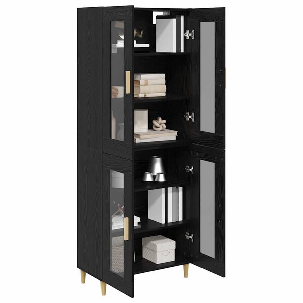 vidaXL Highboard &Mu;&alpha;ύ&rho;&eta; &Omicron;&xi;&upsilon;ά 69,5 x 34 x 180 &epsilon;&kappa;. &Epsilon;&pi;&epsilon;&xi;&epsilon;&rho;&gamma;&alpha;&sigma;&mu;έ&nu;&omicron; &xi;ύ&lambda;&omicron;