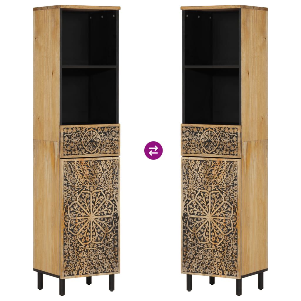 vidaXL Ντουλάπι Μπάνιου 38 x 33 x 160 εκ. από Μασίφ Ξύλο Μάνγκο