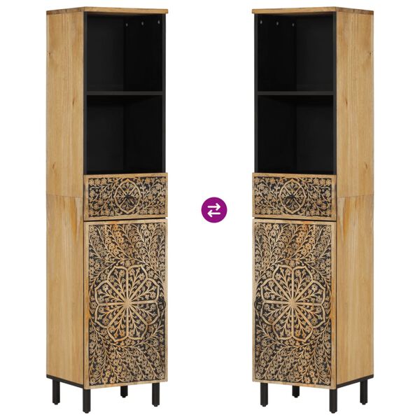 vidaXL Ντουλάπι Μπάνιου 38 x 33 x 160 εκ. από Μασίφ Ξύλο Μάνγκο
