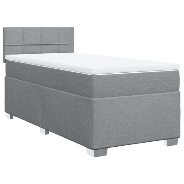 vidaXL Κρεβάτι Boxspring με Στρώμα Ανοιχτό Γκρι 80x200 εκ. Υφασμάτινο
