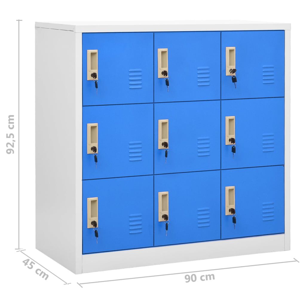 vidaXL Φοριαμοί 2 τεμ. Ανοιχτό Γκρι/Μπλε 90 x 45 x 92,5 εκ. Ατσάλινοι