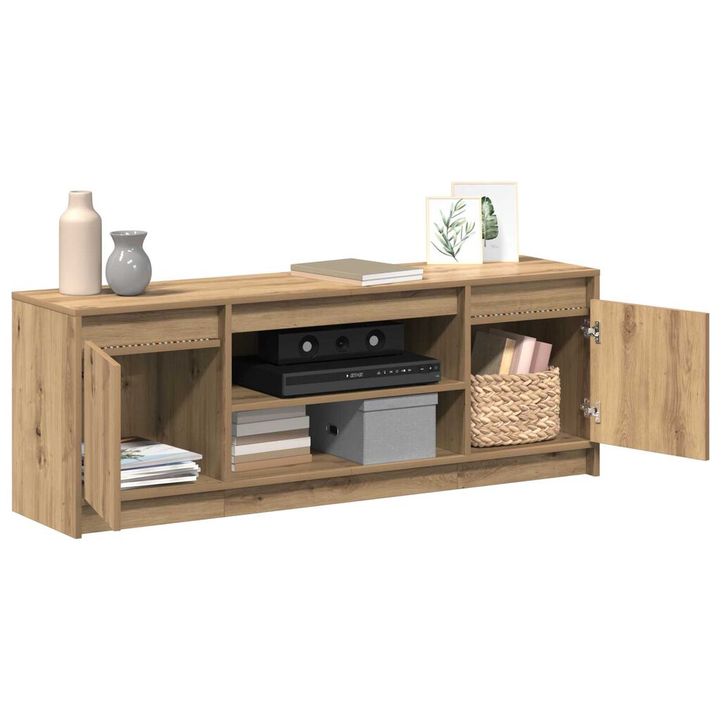 vidaXL Κονσόλα TV με LED Artisan Oak 139.5x34x50 cm Επεξεργασμένου Ξύλου