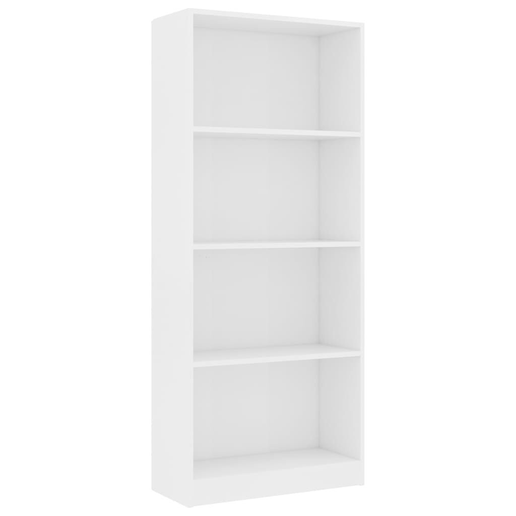 vidaXL Βιβλιοθήκη με 4 Ράφια Λευκή 60 x 24 x 142 εκ. από Επεξ. Ξύλο