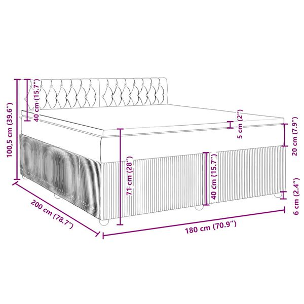 vidaXL Κρεβάτι Boxspring με Στρώμα Μπλε 180x200 εκ. Βελούδινο