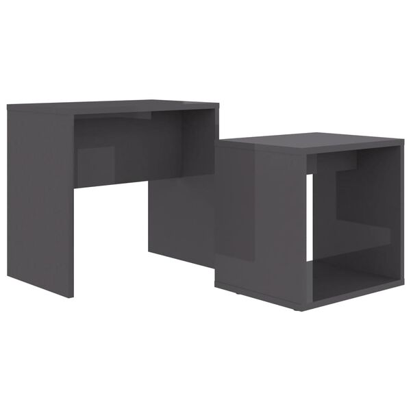vidaXL Σετ Τραπεζάκια Σαλονιού Γυαλιστ. Γκρι 48x30x45 εκ. Επεξ. Ξύλο