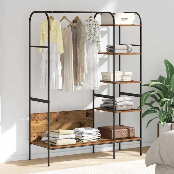 vidaXL Ράφι Ρούχων με ράφι Καφέ 120 x 44 x 160 εκ Επεξεργασμένο ξύλο