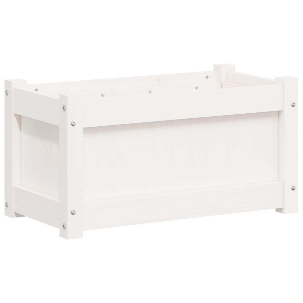 vidaXL Ζαρντινιέρα Λευκή 60 x 31 x 31 εκ. από Μασίφ Ξύλο Πεύκου