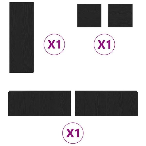 vidaXL Σετ επίπλου τηλεόρασης 5 pcs Μαύρη δρυς Επεξεργασμένο ξύλο