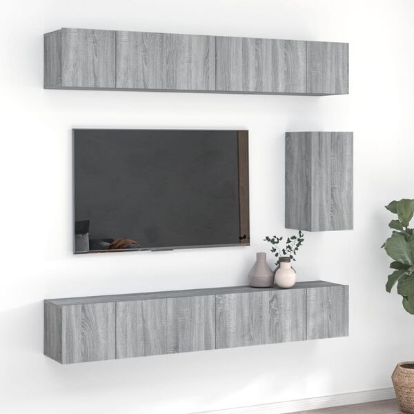 vidaXL Σετ Επίπλων Τηλεόρασης 7 Τεμ. Γκρι Sonoma Επεξεργασμένο Ξύλο