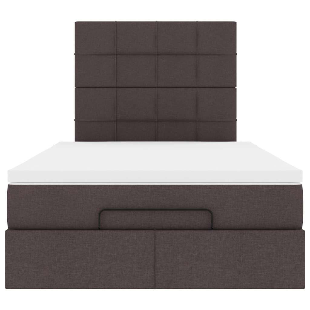 vidaXL Ottoman Κρεβάτι με Στρώμα Σκούρο Καφέ 120x200cm Ύφασμα