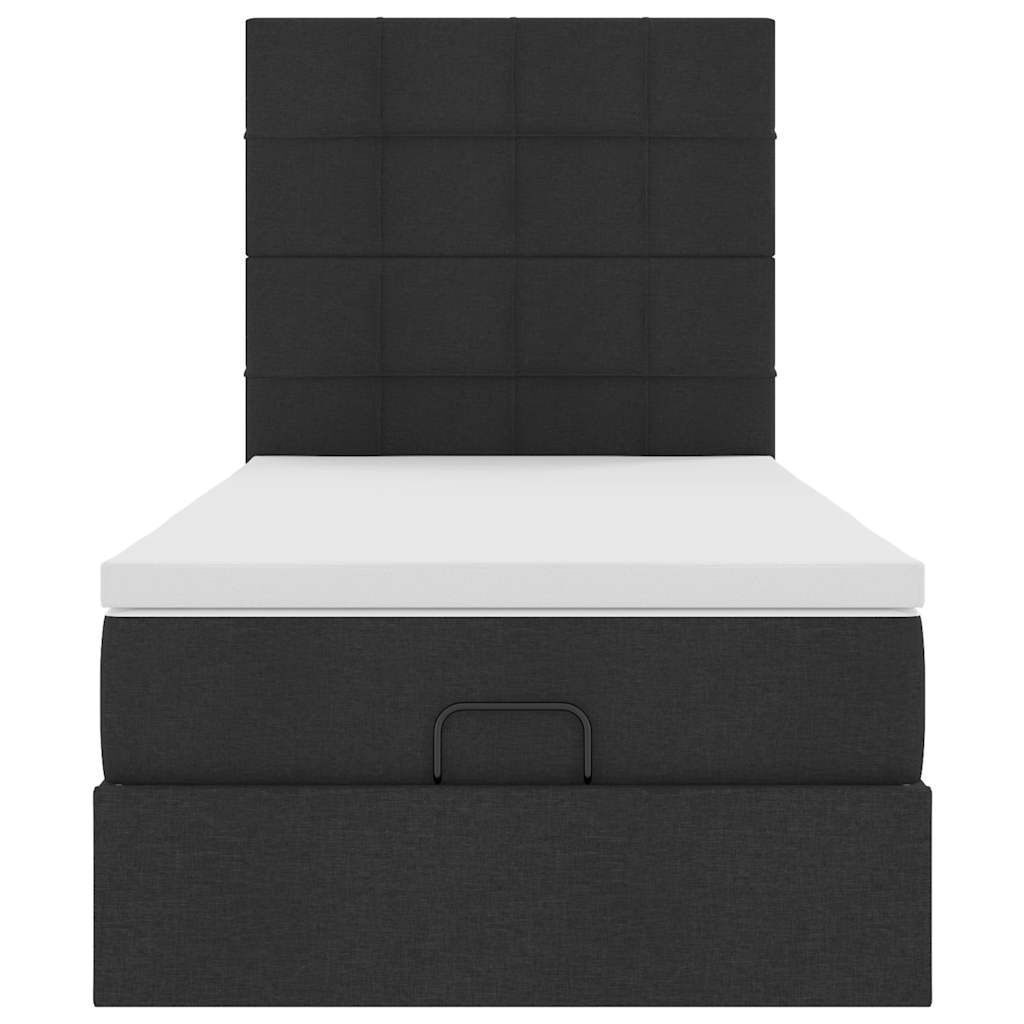 vidaXL Οθωμανικό κρεβάτι με στρώμα Μαύρο 90x200cm Ύφασμα