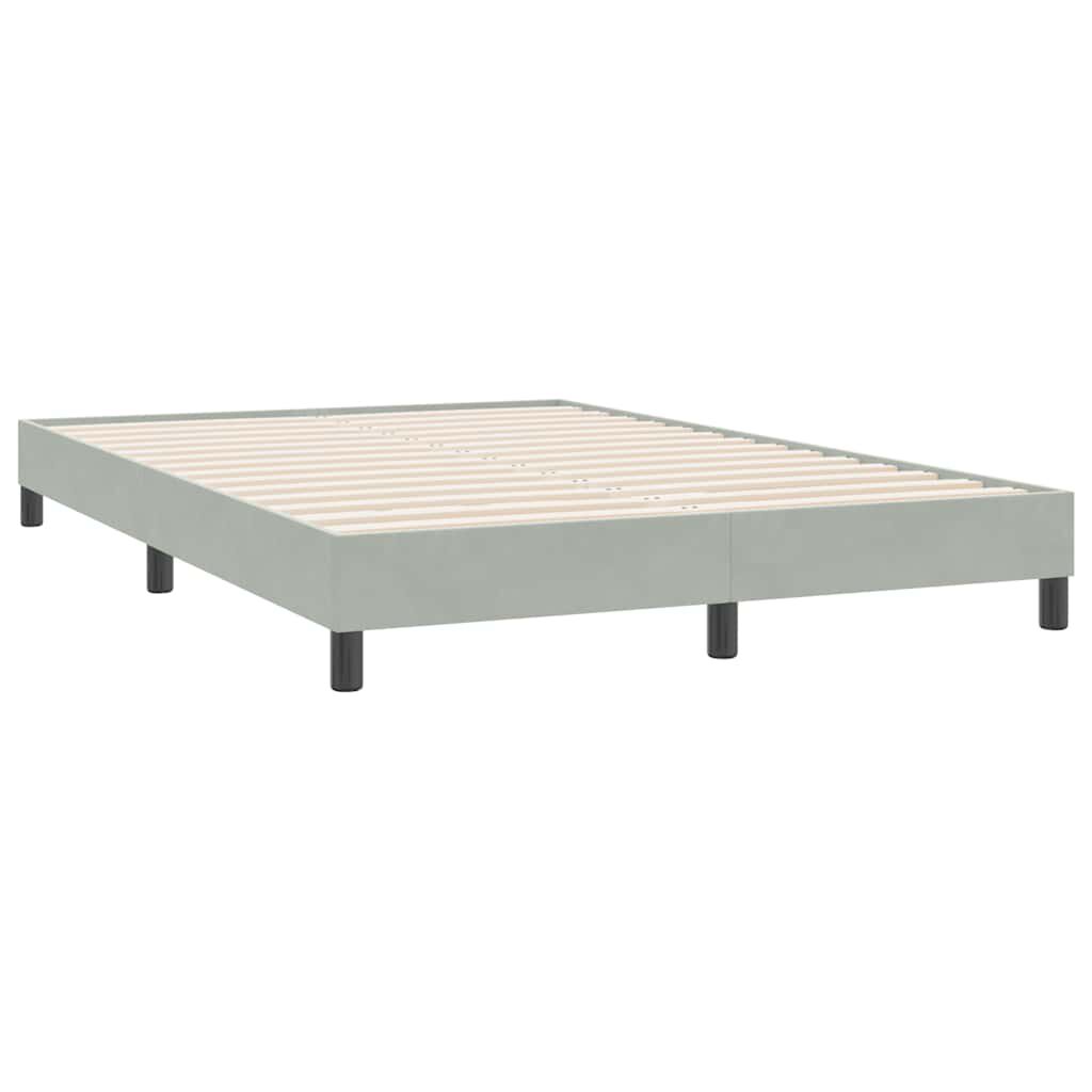 vidaXL Κρεβάτι Boxspring με Στρώμα Ανοιχτό Γκρι 140x220 εκ. Βελούδινο