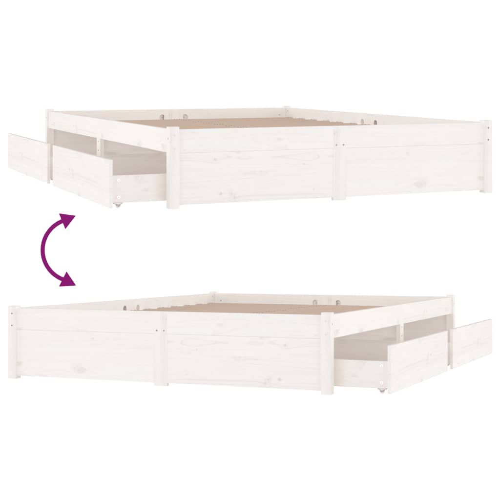 vidaXL Πλαίσιο Κρεβατιού Συρτάρια Λευκό 180 x 200 εκ Super King Size
