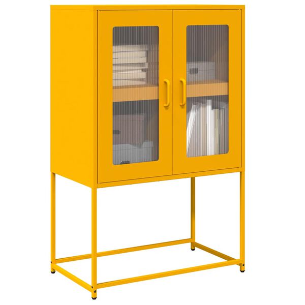 vidaXL Highboard Μουστάρδα κίτρινη 68x39x107 cm Χάλυβας
