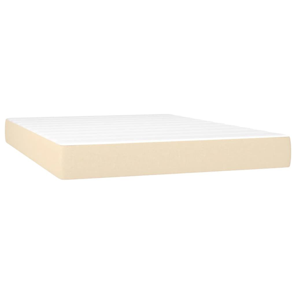vidaXL Κρεβάτι Boxspring με Στρώμα & LED Κρεμ 140x190 εκ. Υφασμάτινο