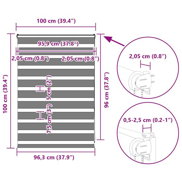 vidaXL Ζέβρα τυφλή Λευκό Πλάτος υφάσματος 95,9 εκ. Πολυεστέρας