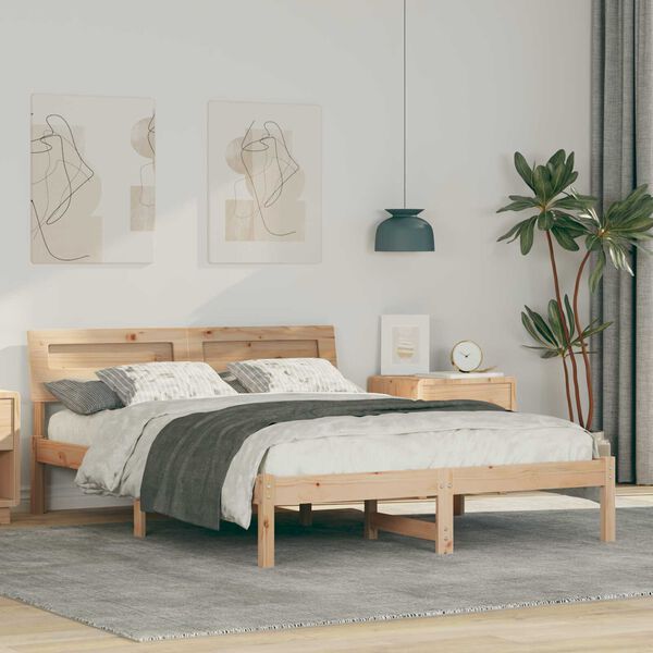 vidaXL Σκελετός Κρεβατιού Καφέ 120 x 200 cm Συμπαγές ξύλο πεύκου